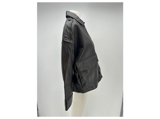 Sessun Bombers de cuero marrón - vista 3