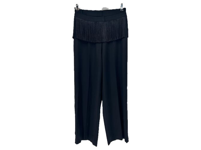 Autre Marque Pantalón negro con flecos de lana - vista 2