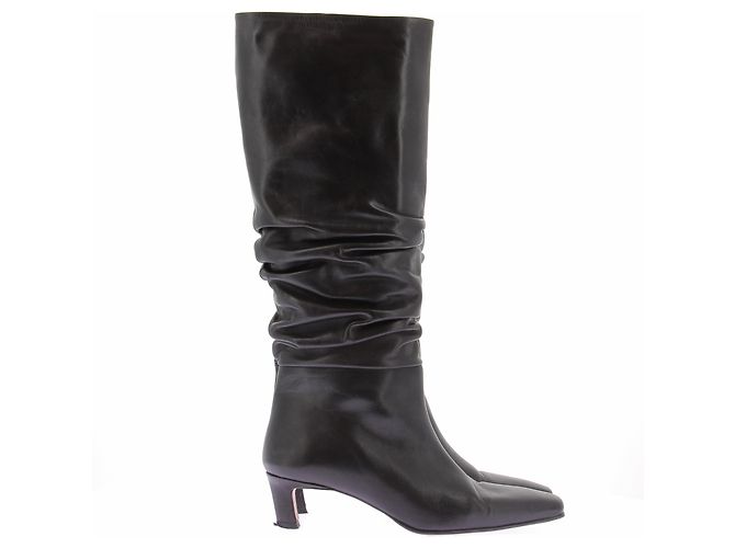 Autre Marque Schwarze Lederstiefel mit Absatz - Ansicht 2