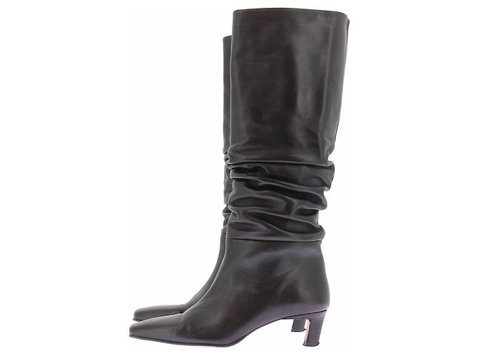 Autre Marque Schwarze Lederstiefel mit Absatz - Ansicht 3