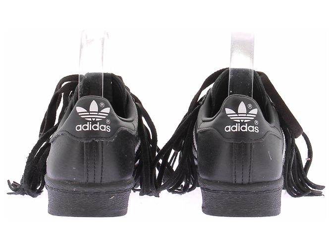 Adidas Baskets "Superstar" noir à franges en cuir - vue 5