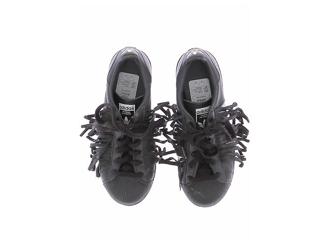 Adidas Baskets "Superstar" noir à franges en cuir - vue 6