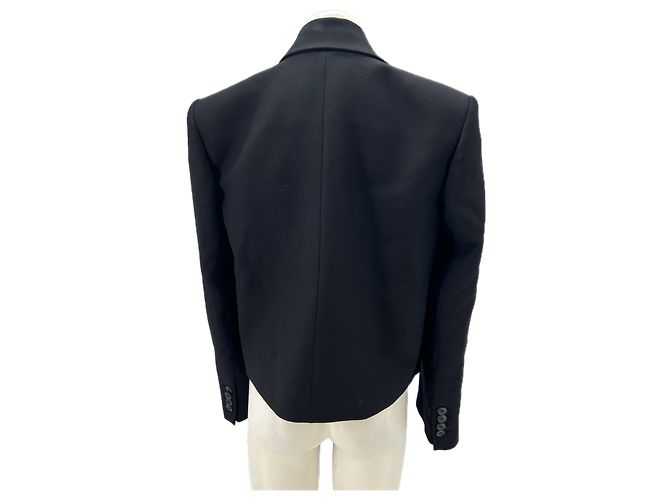 Autre Marque Blazer negro con flecos de lana - vista 2