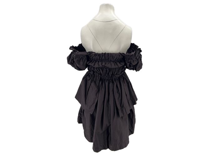 Autre Marque Braunes gerafftes Bustierkleid - Ansicht 2