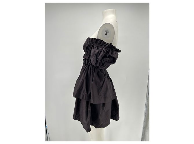Autre Marque Braunes gerafftes Bustierkleid - Ansicht 4