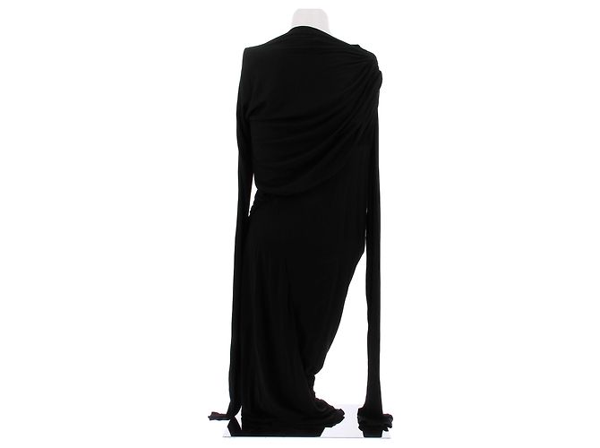 Rick Owens Schwarzes asymmetrisches Maxikleid - Ansicht 2