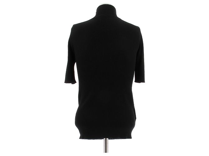 Prada Ärmelloser Rollkragenpullover aus Wolle Schwarz - Ansicht 2