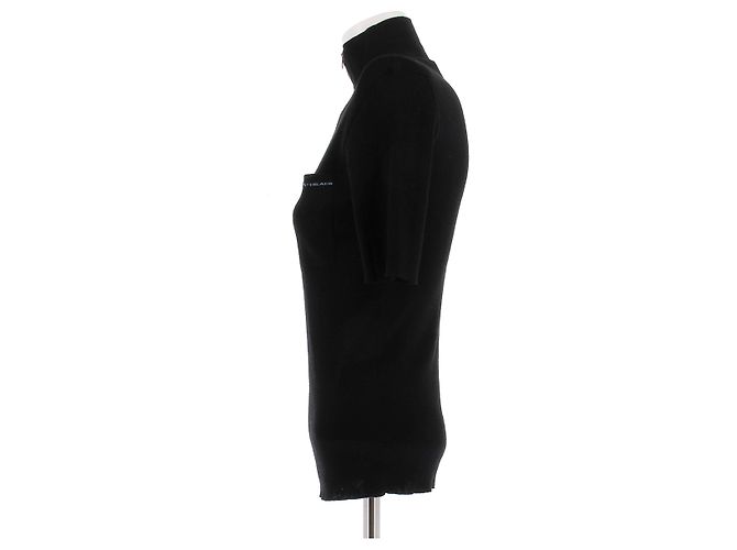 Prada Ärmelloser Rollkragenpullover aus Wolle Schwarz - Ansicht 4