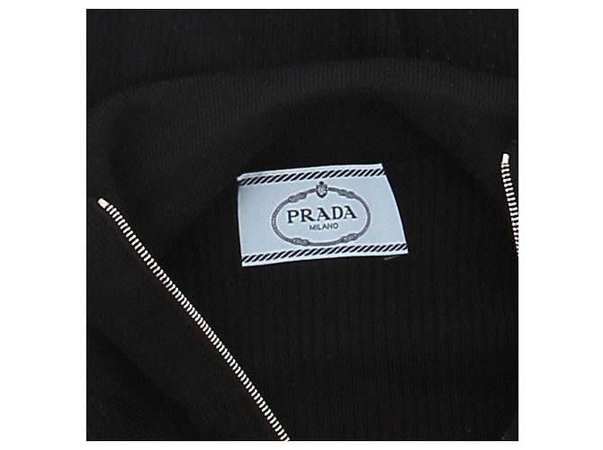 Prada Ärmelloser Rollkragenpullover aus Wolle Schwarz - Ansicht 5