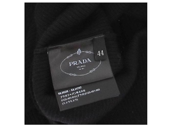 Prada Ärmelloser Rollkragenpullover aus Wolle Schwarz - Ansicht 6