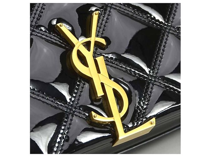 Borsa a spalla in pelle verniciata nera Saint Laurent Nero - vista 10