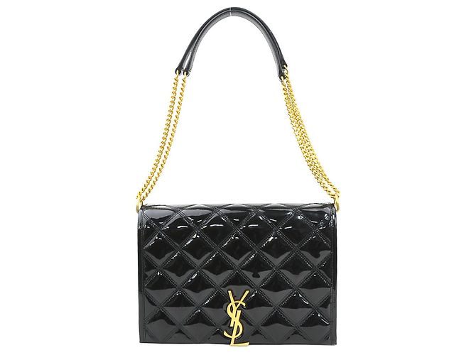 Borsa a spalla in pelle verniciata nera Saint Laurent Nero - vista 16