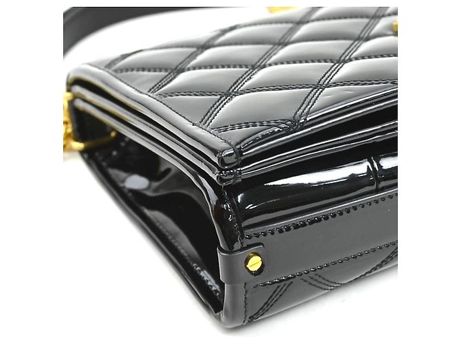 Borsa a spalla in pelle verniciata nera Saint Laurent Nero - vista 7