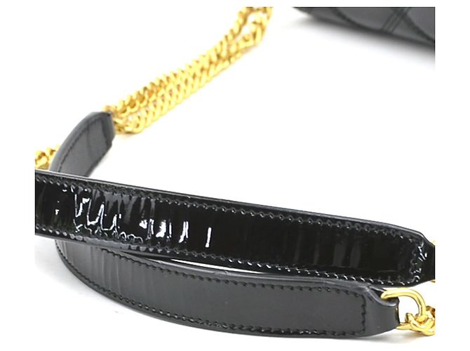 Borsa a spalla in pelle verniciata nera Saint Laurent Nero - vista 8