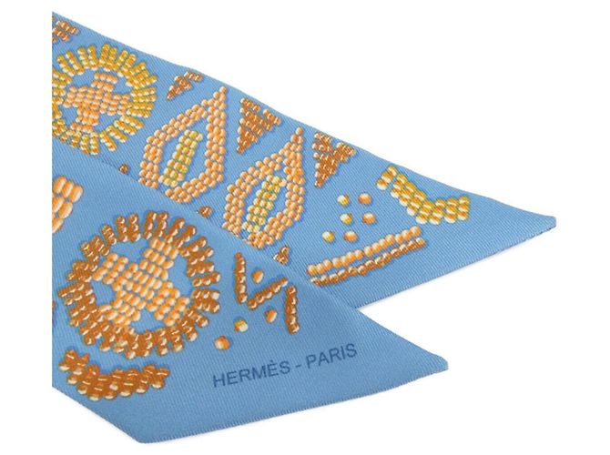 Hermès Sciarpa Muffler Twilly in Perle Hermes Kelly Blu Arancione - vista 2