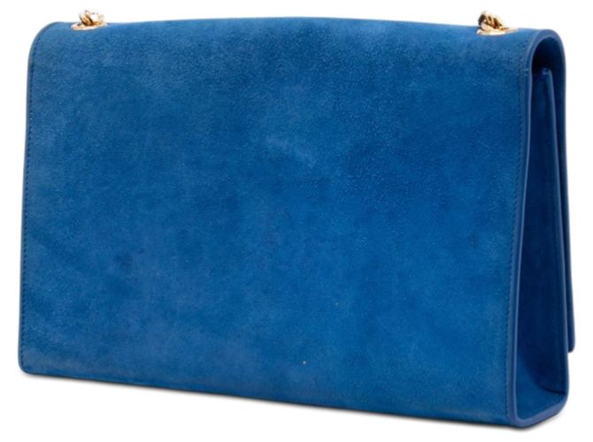 Borsa a tracolla Kate Monogram in suede blu medio con frange di Saint Laurent - vista 2