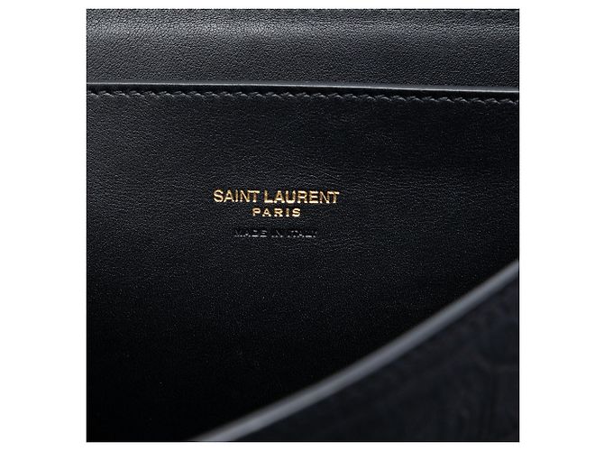 Saint Laurent Nero Medio Croco Embossed Nubuck Monogram Kaia Crossbody - vista 5