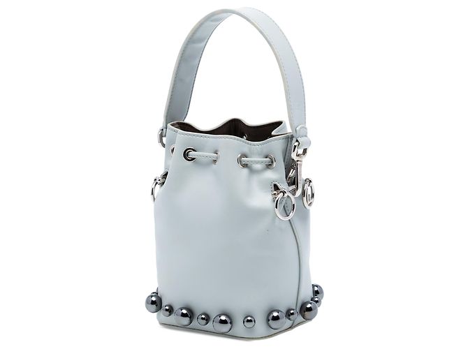 Borsa a secchiello Mon Tresor Mini in pelle grigia perla Fendi Marrone Grigio - vista 2