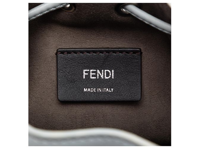 Borsa a secchiello Mon Tresor Mini in pelle grigia perla Fendi Marrone Grigio - vista 5