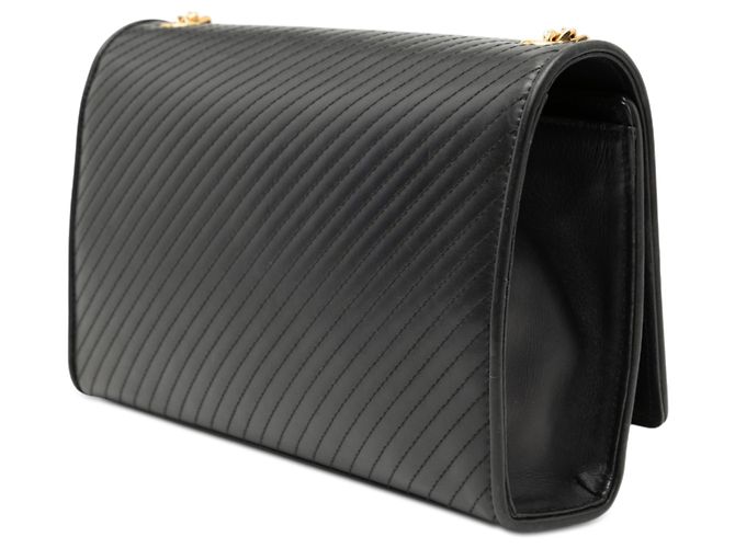 Sac à bandoulière Kate Monogram en cuir de veau matelassé noir moyen avec frange Saint Laurent - vue 2