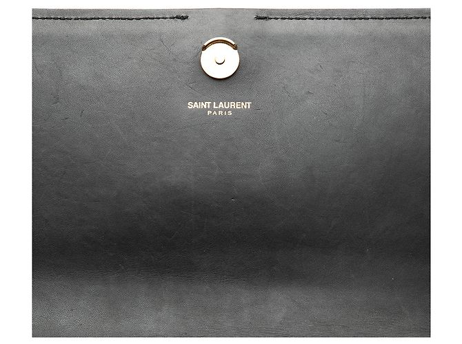 Sac à bandoulière Kate Monogram en cuir de veau matelassé noir moyen avec frange Saint Laurent - vue 6