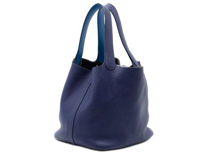 Hermès Picotin Lock 22 in pelle Clemence blu Blu scuro - vista 2