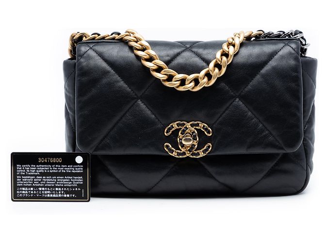 Chanel Nero Medio In Pelle Di Agnello 19 Flap - vista 8