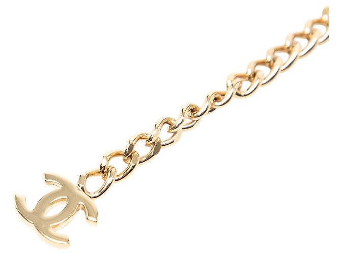 Chanel Gold Gold Plated Strass Coco Plaque Double Chain Belt Golden - view 2