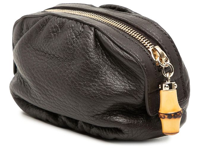 Bamboo Neceser de cuero marrón Gucci con bambú Castaño Marrón oscuro - vista 2
