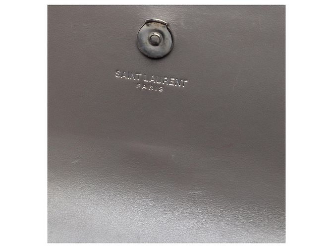 Saint Laurent Cartera Monogram Sunset de Cuero Mini Croc Embossed Gris con Cadena - vista 5