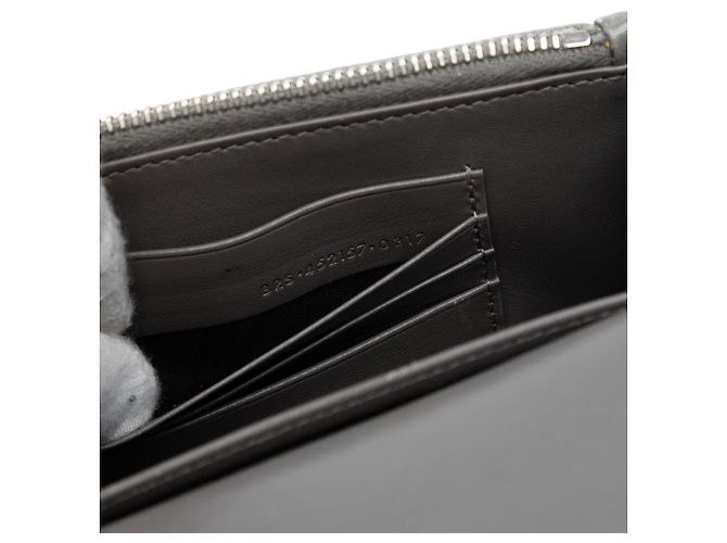 Saint Laurent Cartera Monogram Sunset de Cuero Mini Croc Embossed Gris con Cadena - vista 6
