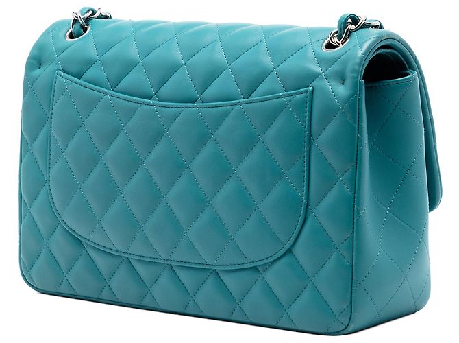 Chanel Blu Jumbo Classico in Pelle di Agnello a Doppio Faldone - vista 2