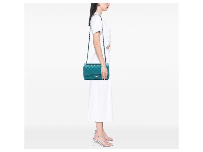 Chanel Blu Jumbo Classico in Pelle di Agnello a Doppio Faldone - vista 7