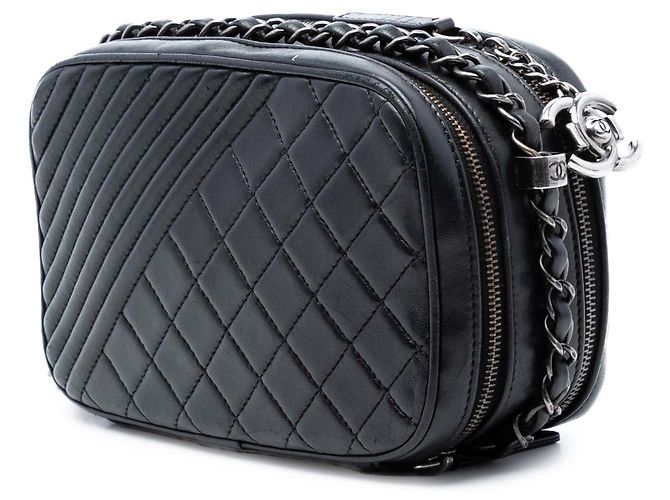 Chanel Schwarze Mini-Quilted Lammleder Coco Boy Kamera Tasche - Ansicht 2