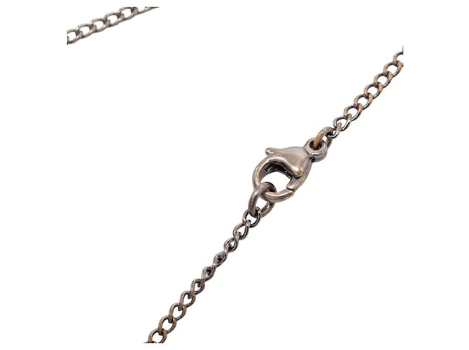 Chanel graue CC plattierte Messing Spike Anhänger Halskette Braun - Ansicht 4