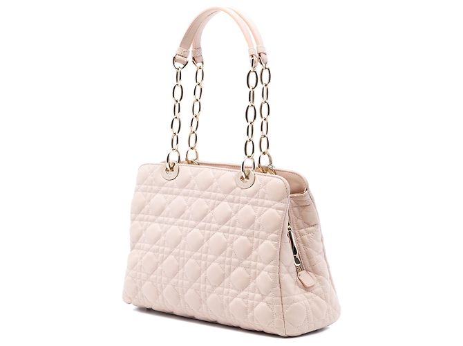 Borsa shopping Lady Dior in agnello marrone medio Cannage morbido con zip - vista 2