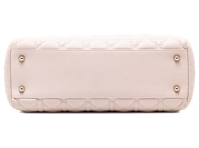 Borsa shopping Lady Dior in agnello marrone medio Cannage morbido con zip - vista 3