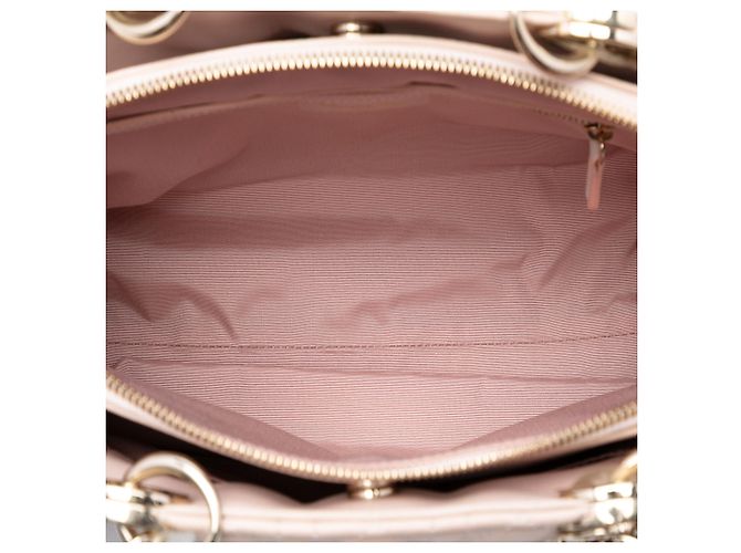 Borsa shopping Lady Dior in agnello marrone medio Cannage morbido con zip - vista 4