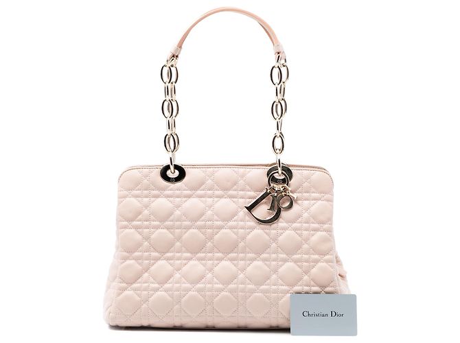 Borsa shopping Lady Dior in agnello marrone medio Cannage morbido con zip - vista 8