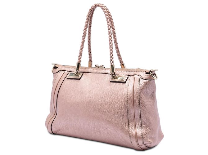 Borsa Bella in pelle di vitello metalizzata rosa Gucci - vista 2