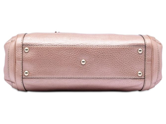 Borsa Bella in pelle di vitello metalizzata rosa Gucci - vista 3