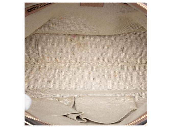 Borsa Bella in pelle di vitello metalizzata rosa Gucci - vista 4
