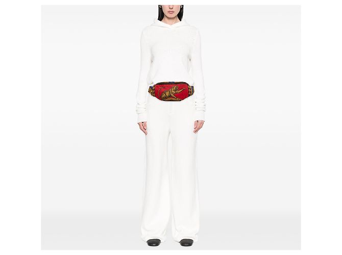 Belt bag in nylon stampato con leopardo rosso barocco Versace - vista 10