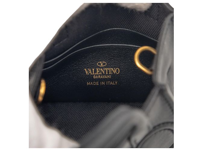 Valentino Mini Tote in Pelle Nera VLogo Nero - vista 5