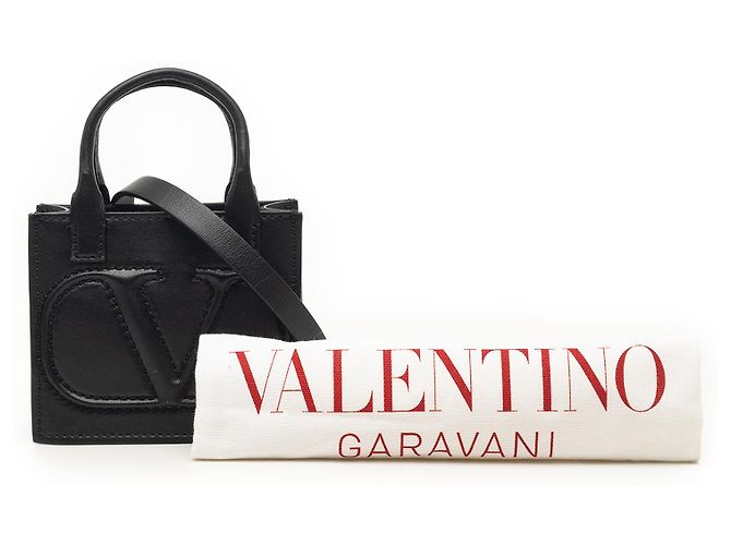 Valentino Mini Tote in Pelle Nera VLogo Nero - vista 7