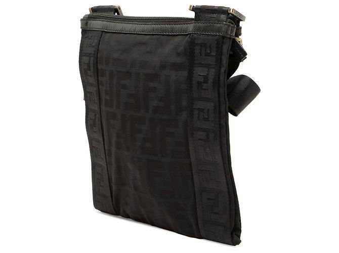 Borsa a tracolla in tela Zucca nera Fendi Nero - vista 2