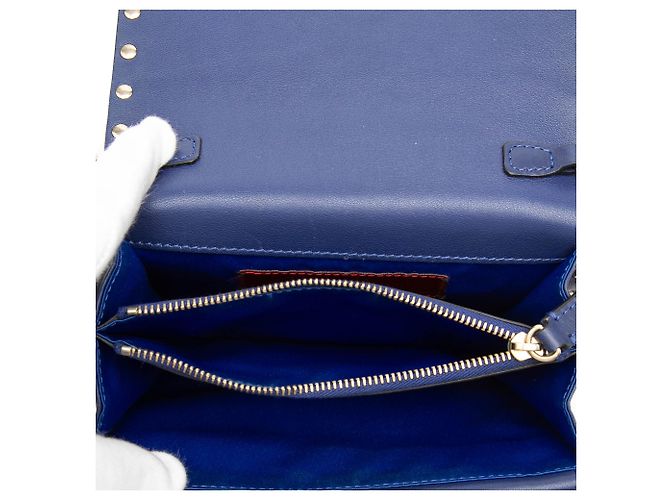 Bolso de Cadena Rockstud de Cuero Azul Valentino Azul marino - vista 4