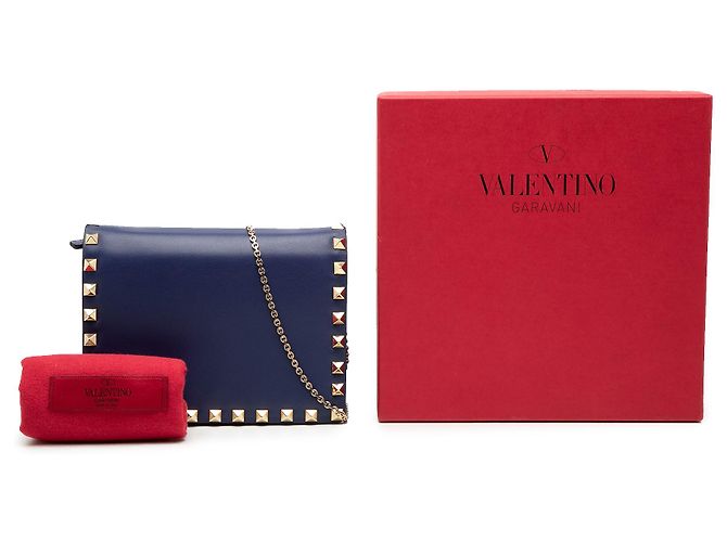 Bolso de Cadena Rockstud de Cuero Azul Valentino Azul marino - vista 8
