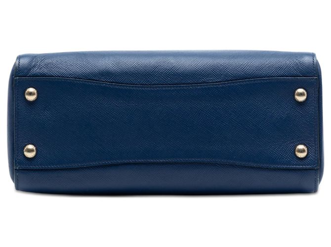 Borsa a mano Prada in pelle Saffiano blu con doppia zip Blu scuro - vista 3
