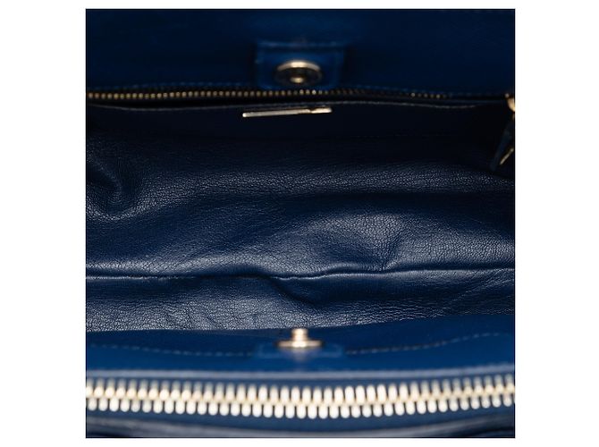 Borsa a mano Prada in pelle Saffiano blu con doppia zip Blu scuro - vista 4